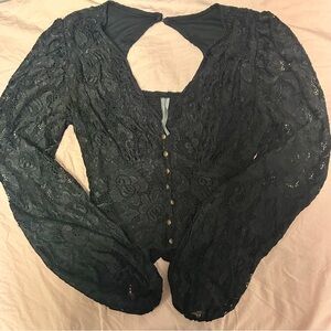 Anthropologie Black Lace Blouse